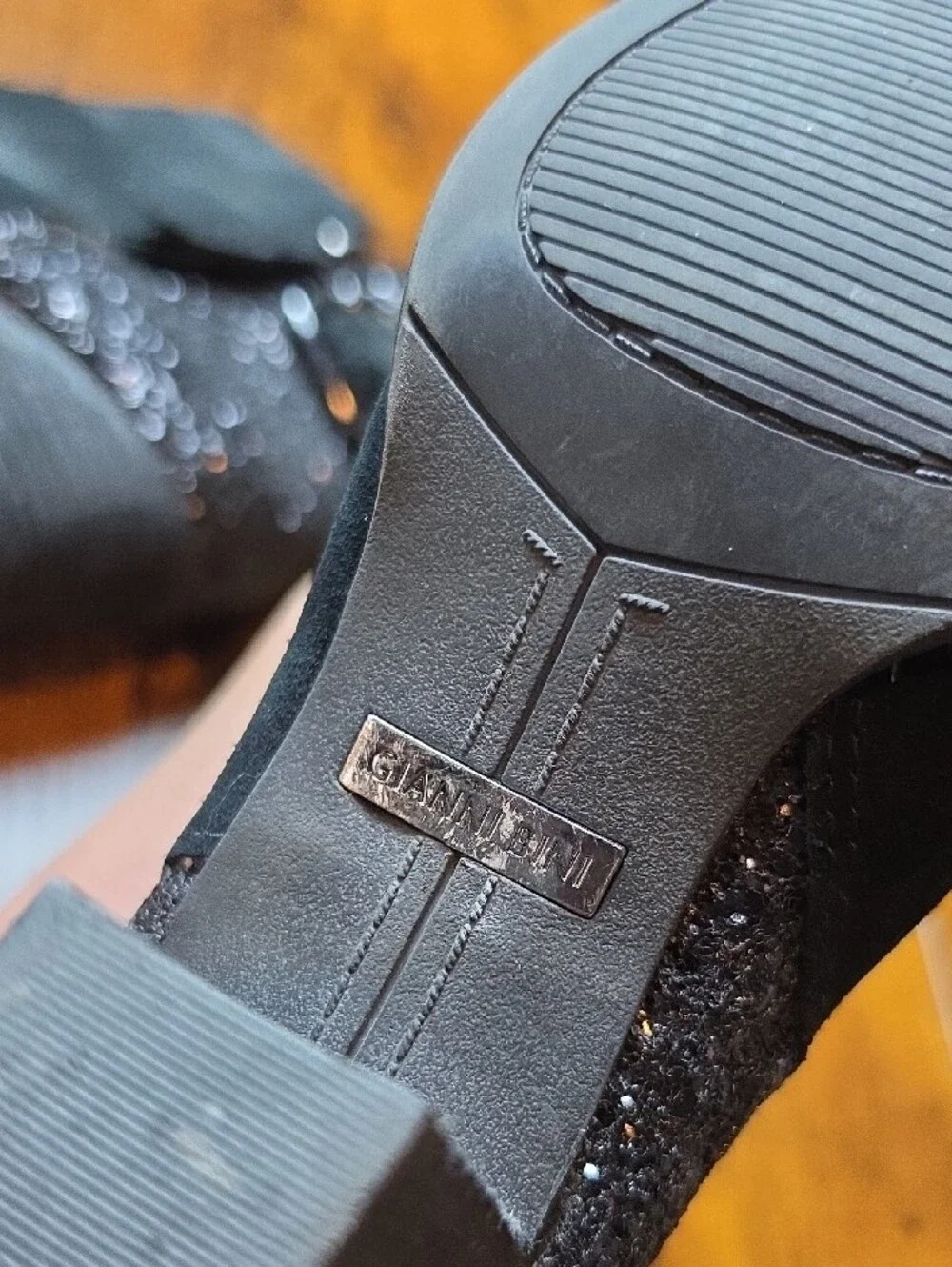 GIANNI BINI | Glitter Heel‎ Ankle Booties Side Zip Black Buckle Boots | 8.5
